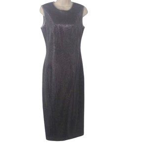 Vintage 80's Sante Fe Silver Metallic Midi Sheath Dress